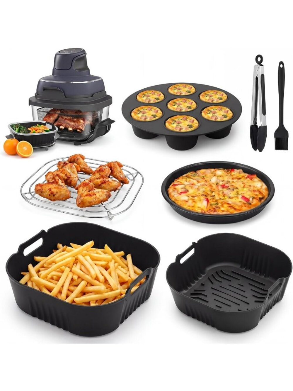 Air Fryer Accessories Set for 4QT & 6-Cup Glass Containers - Kitchen Essentials